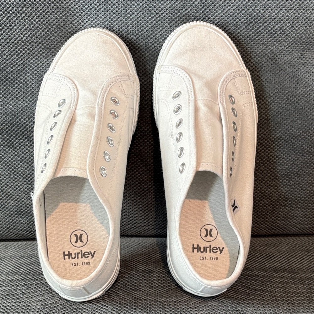 Hurley White Slip-On Canvas Shoes